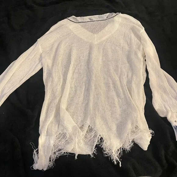 ZANZZA Sheer Distressed Knit Top – No Tag Est L - Picture 10 of 11